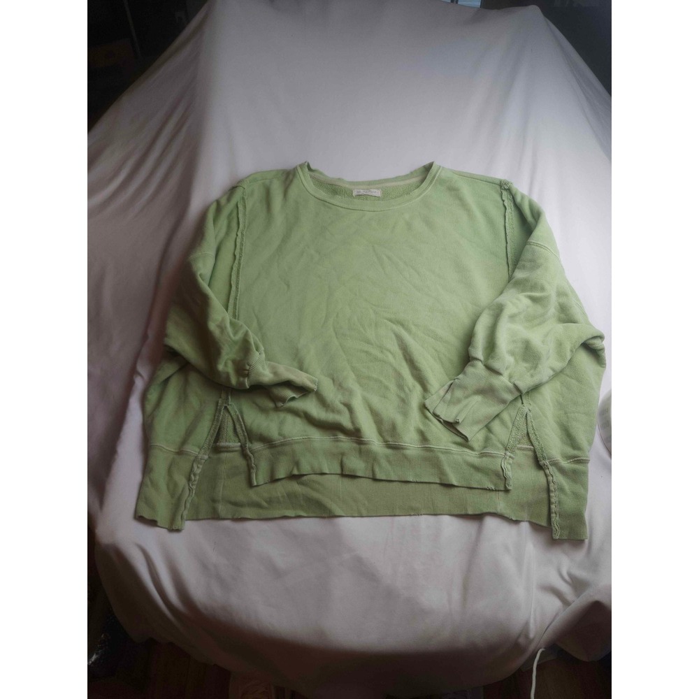 We The Free Free People Green Oversized Raw Edge Sweatshirt Womens Medium